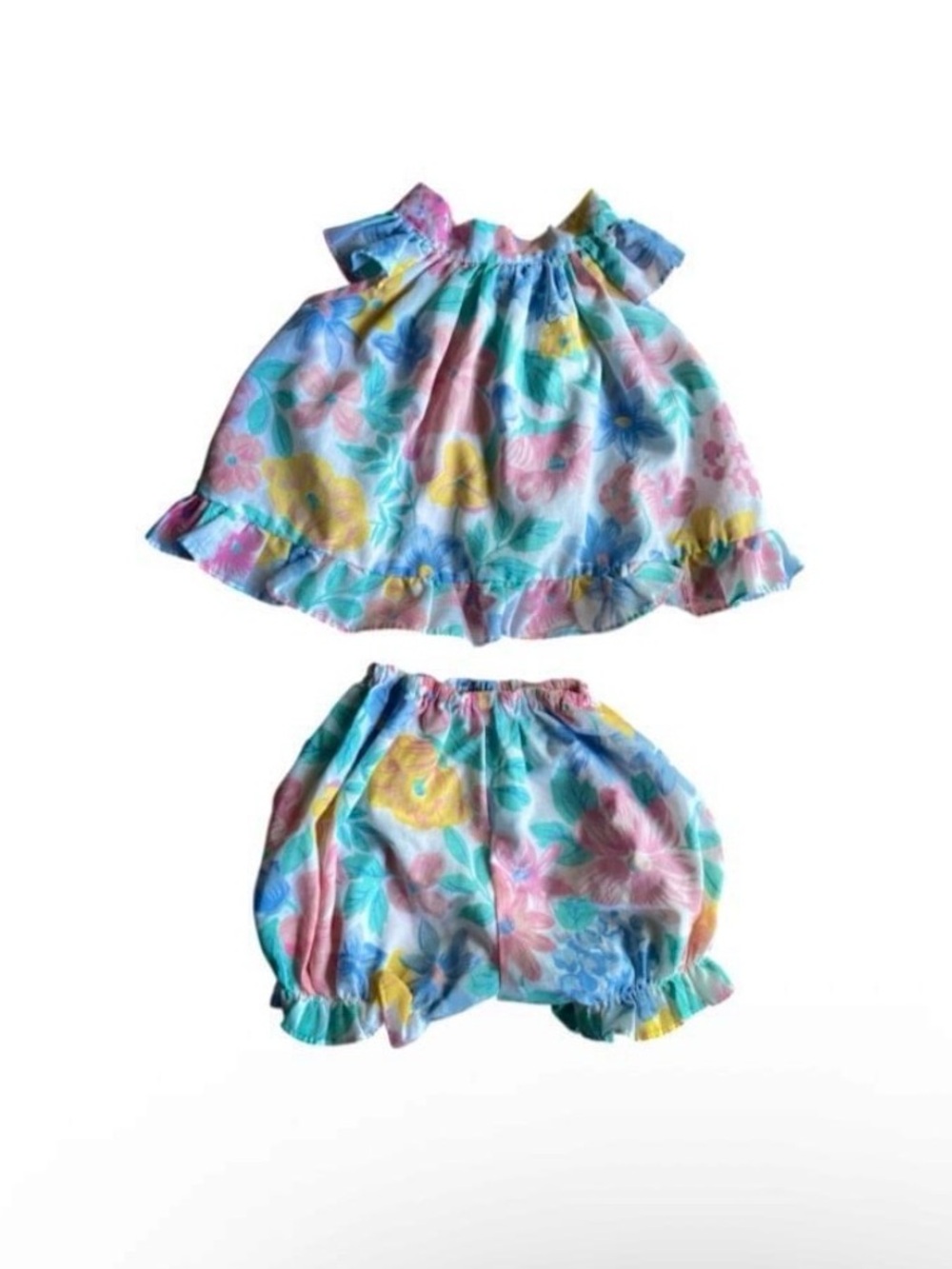 Cradle Togs Vintage Floral Ruffle 2pc Top & Bloomers Set Girls 9M